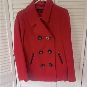 AK Anne Klein Women's Red Peacoat